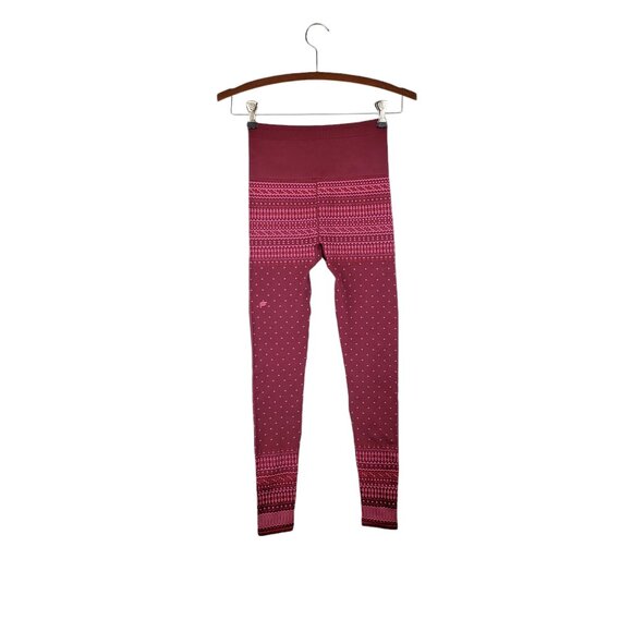Fabletics Holly Seamless Fair Isle Leggings Cranberry Red High Waisted Size XS - Picture 2 of 6